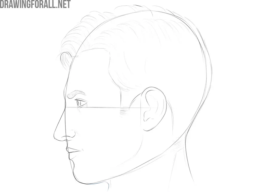how to draw a male face from the side