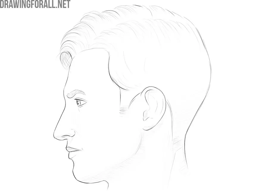 how to draw a face from the side