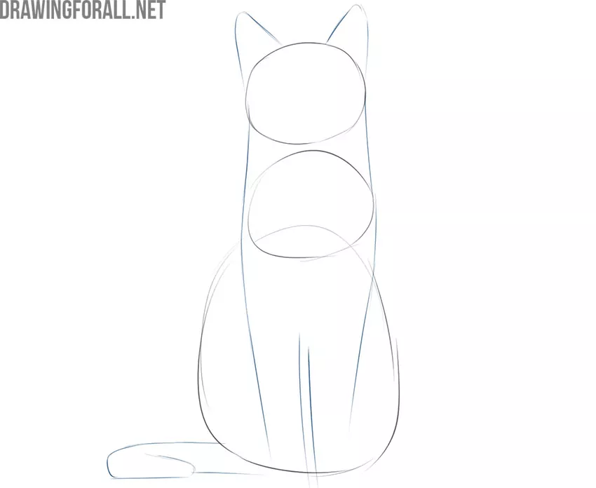 how to draw a simple sitting cat