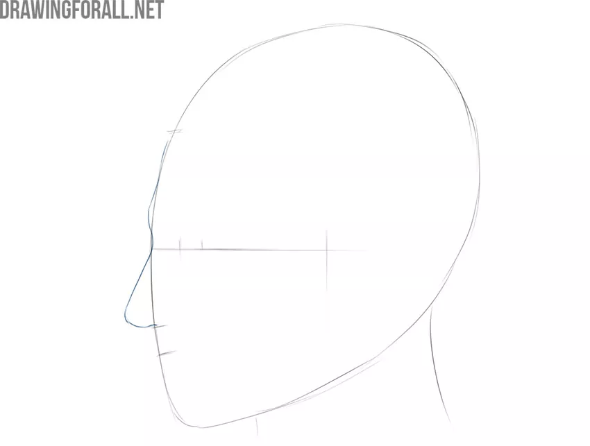 how to draw a man's face from the side