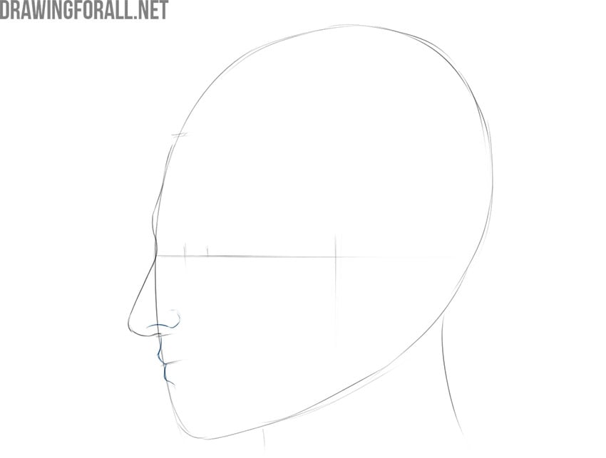 how to draw a face looking to the side