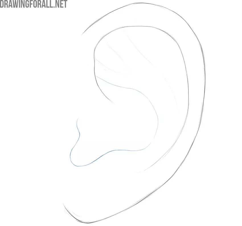 how to draw an ear step by step