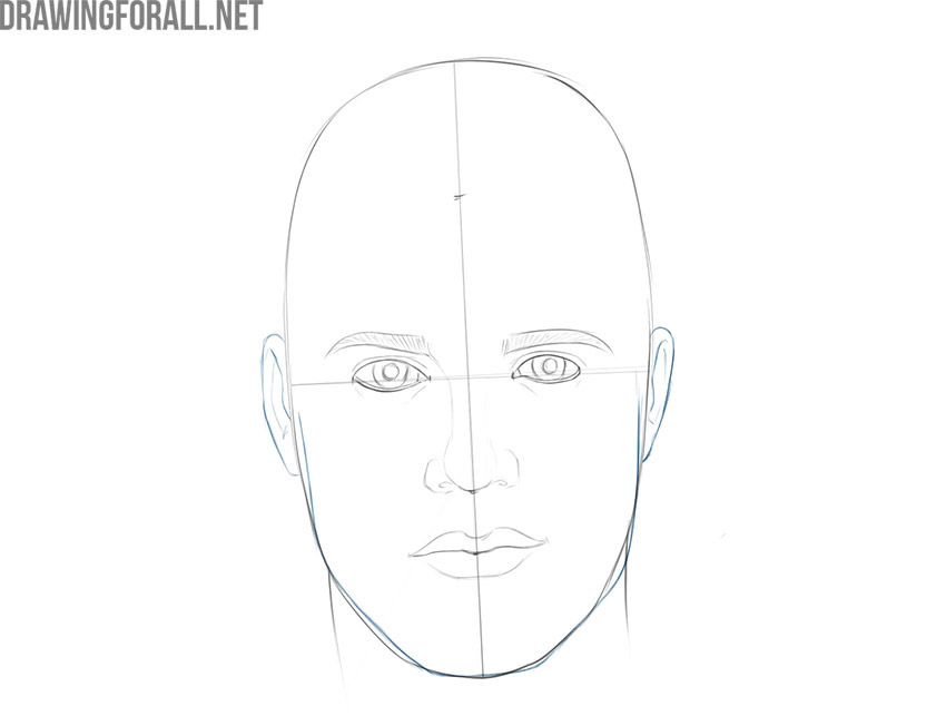 how to draw a male face easy