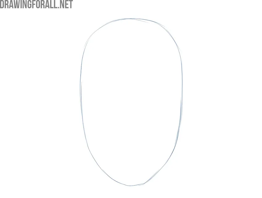 Sketching the basic outline of the boy’s face