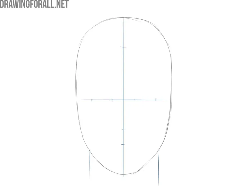 Marking guidelines for the boy’s eyes, nose, mouth, and hair