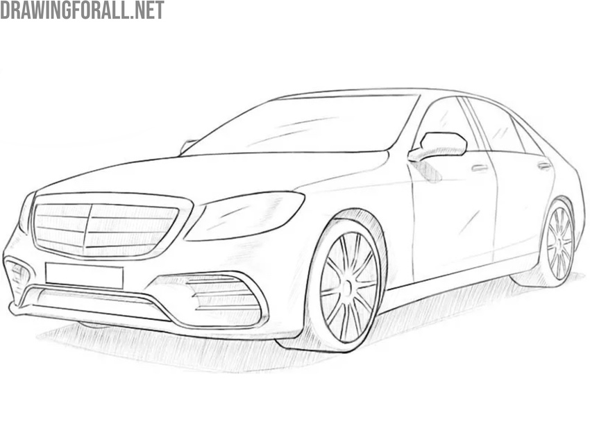 Finish the car drawing with shading