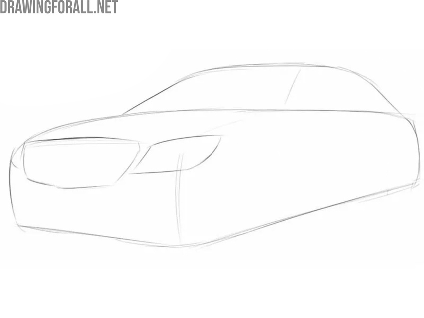 Sketch the headlights and front grille