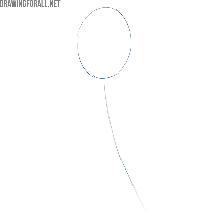 Sketch the cartoon rosebud and stem