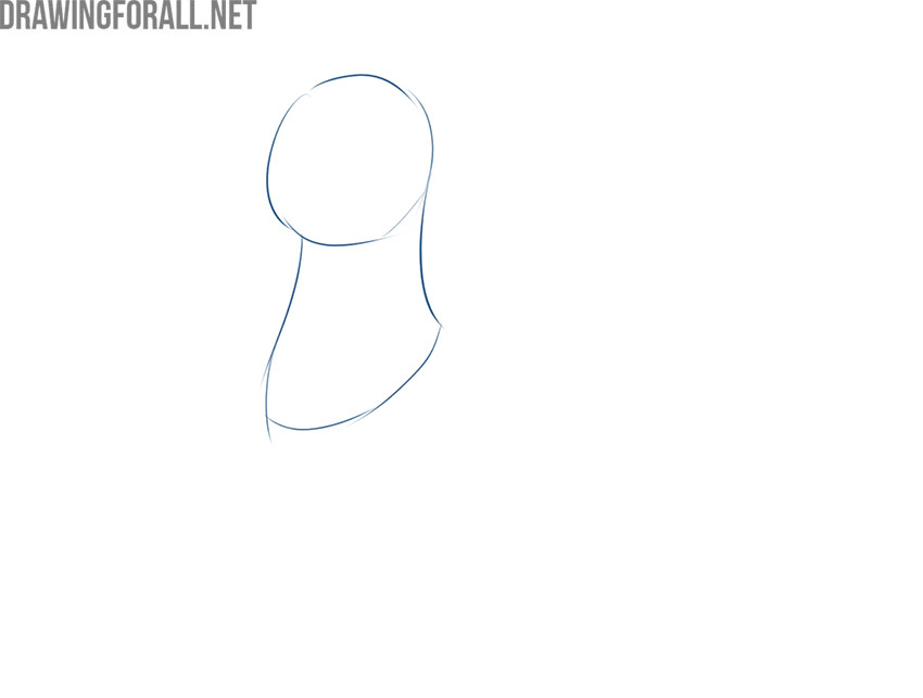 Sketching the cartoon zebra's head and muzzle with two simple shapes