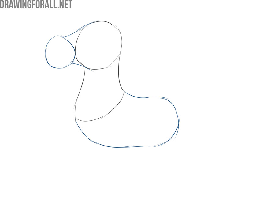Adding the cartoon zebra's muzzle and elongated bean-shaped torso