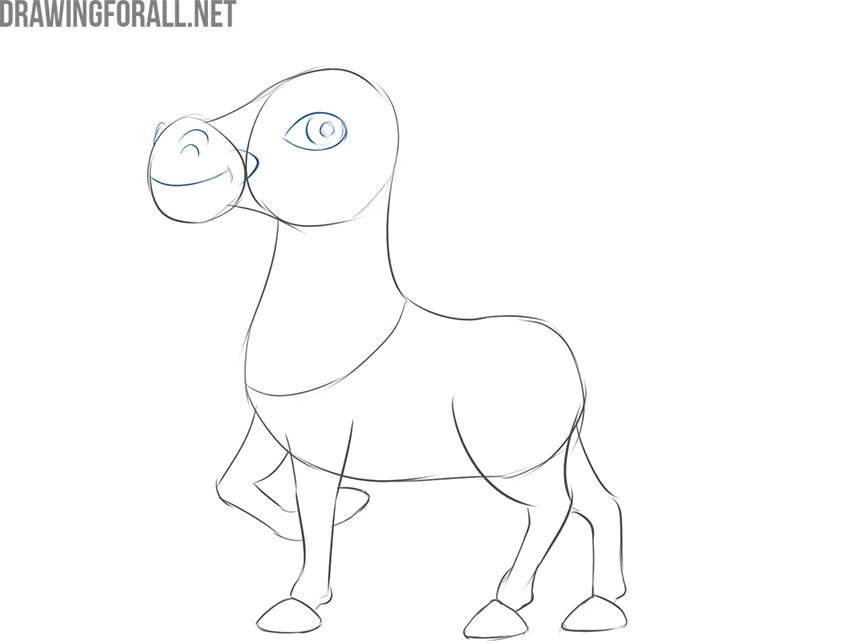 Drawing the cartoon zebra's eye and pupil