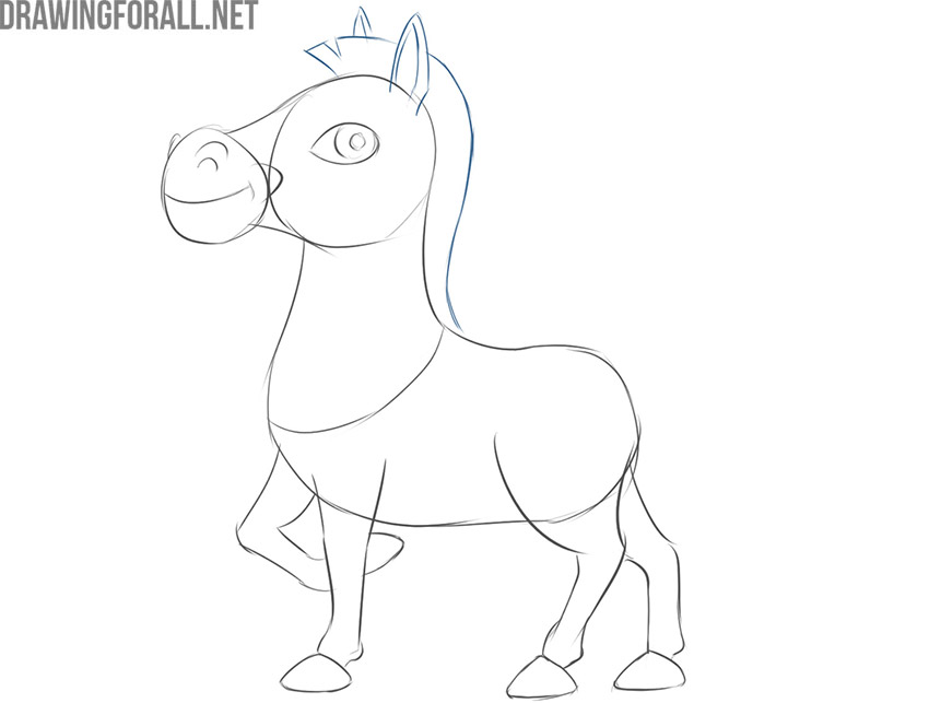Adding the cartoon zebra's mane and pointed ears