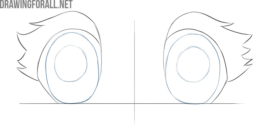 Draw the pupils inside the chibi eyes
