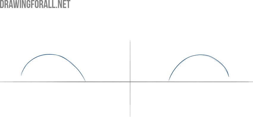 Draw the upper edges of the cute eyes