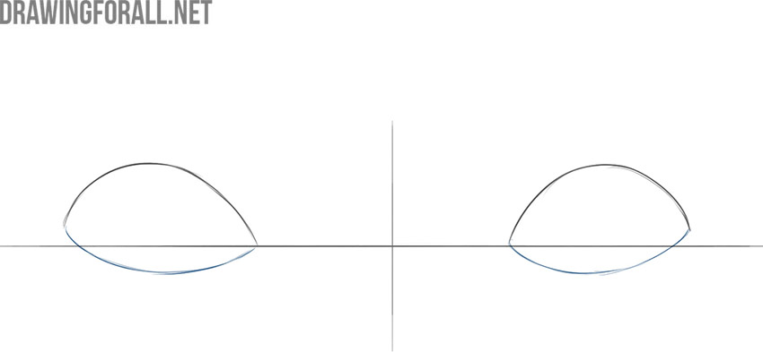 Draw the lower edges of the cute eyes