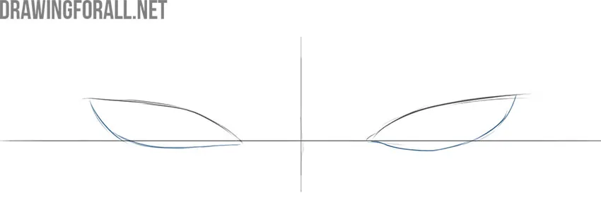 Sketch the lower eyelid lines