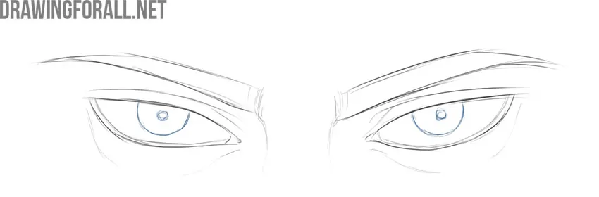 Draw the evil pupils inside the eyes