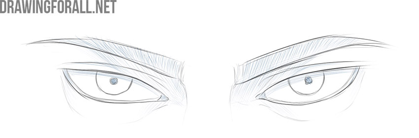 Draw shadows and texture on the evil eyes