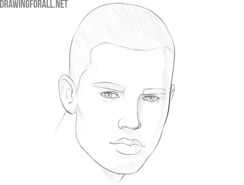 Example of a face drawn at an angle
