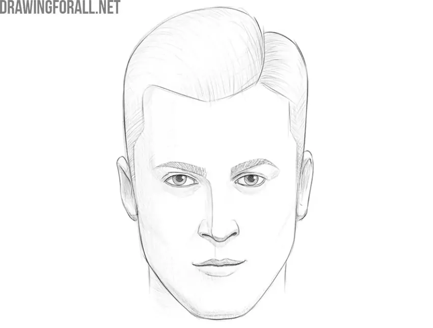 Example of a face drawing with enhanced contrast and shadows