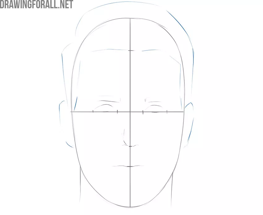 Roughly Sketch the Ears and Hair