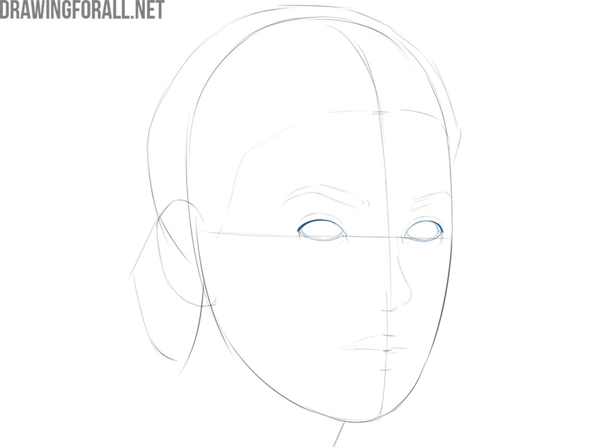 Draw the outlines of the female eye