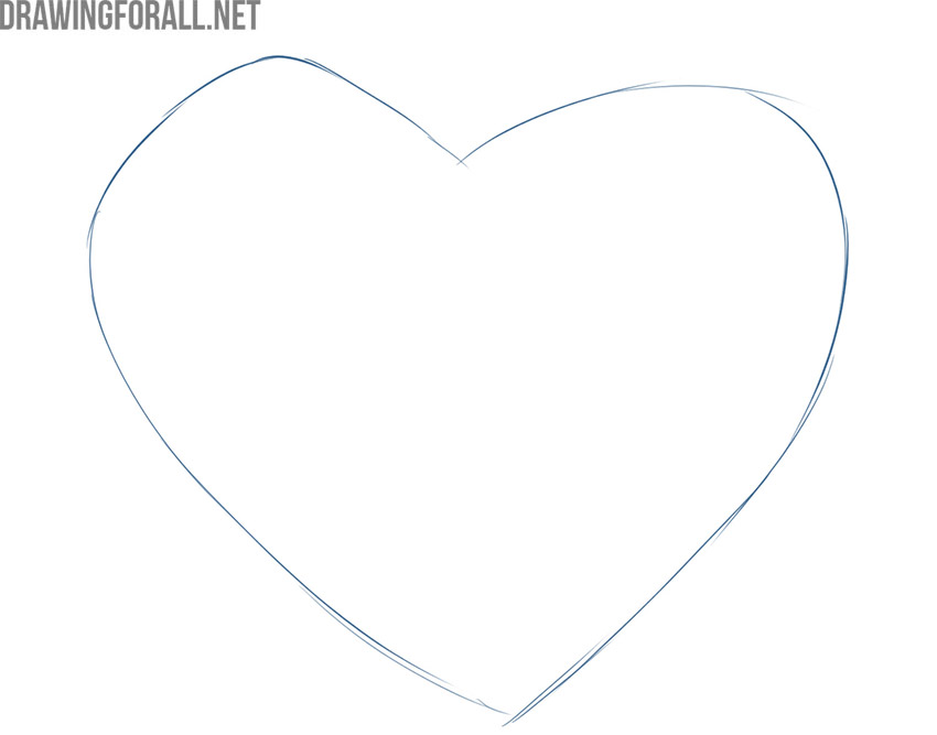 Sketching the basic heart-shaped outline for a rose