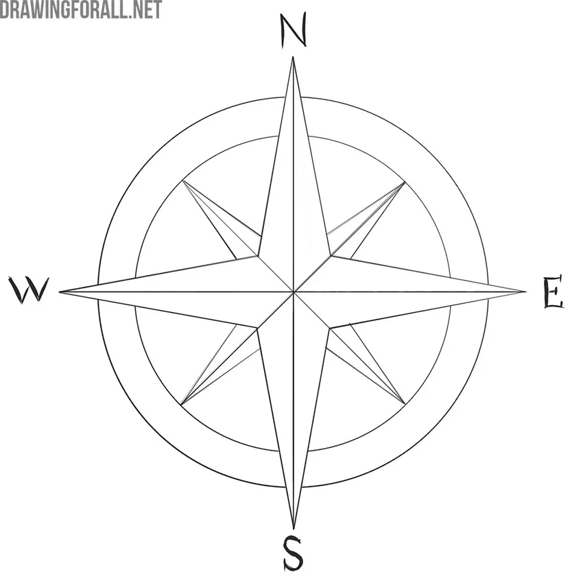 how to draw a compass rose