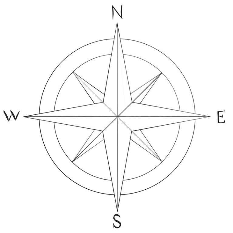 how to draw a compass rose