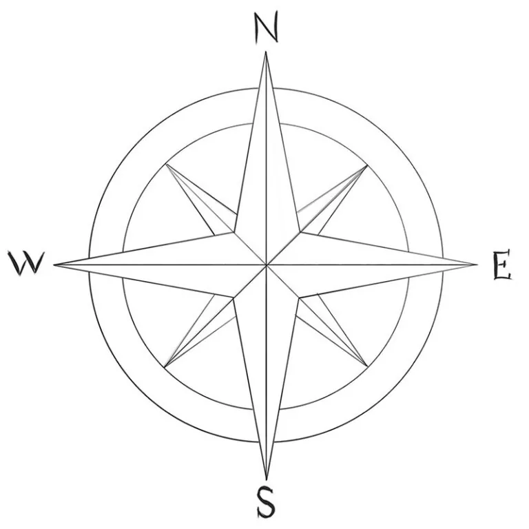 how to draw a compass rose