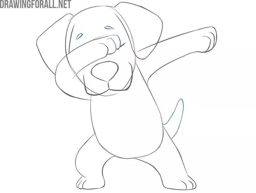 how to draw a dabbing dog easy
