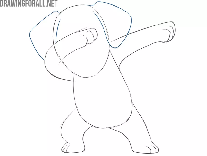 how to draw a dabbing dog step by step