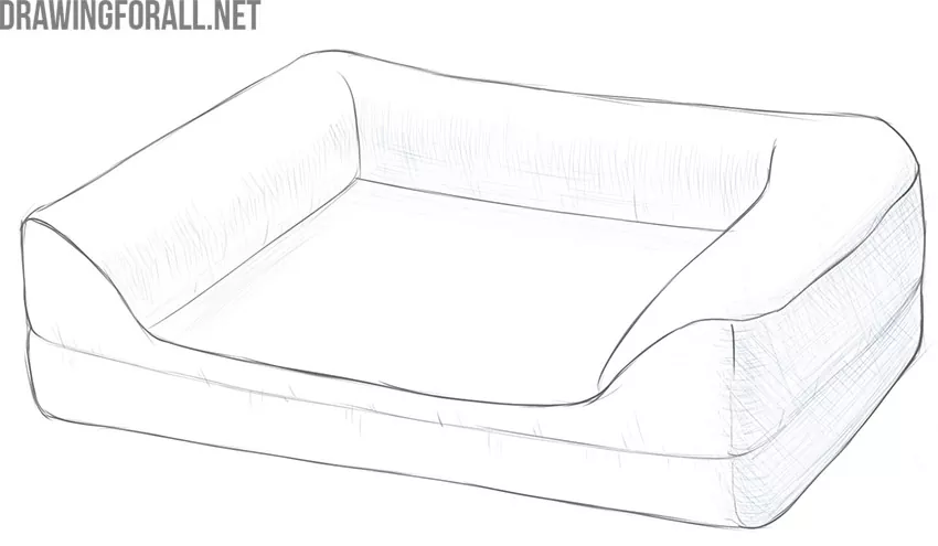 how to draw a dog bed step by step