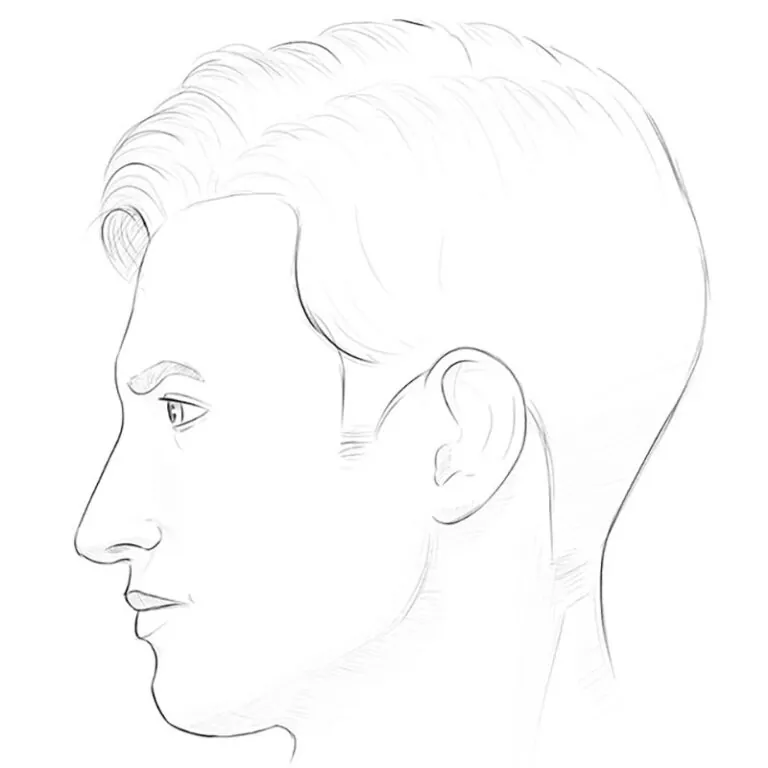 how to draw a face from the side