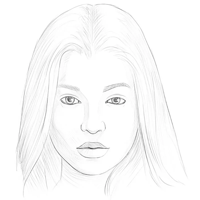 Girl face with beautiful hair sketch Royalty Free Vector-saigonsouth.com.vn
