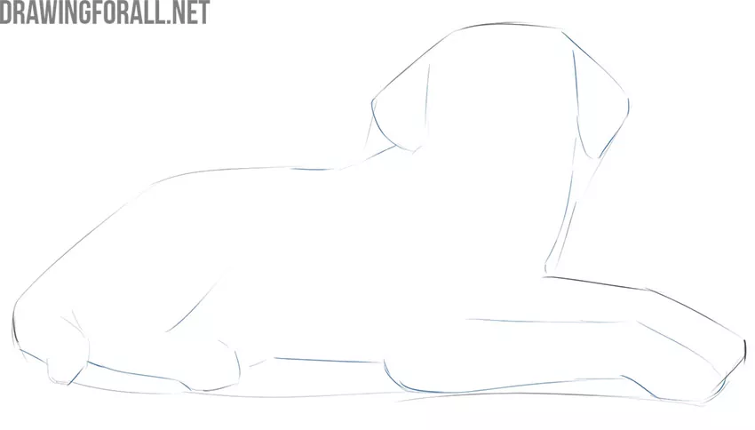 how to draw a lying dog easy