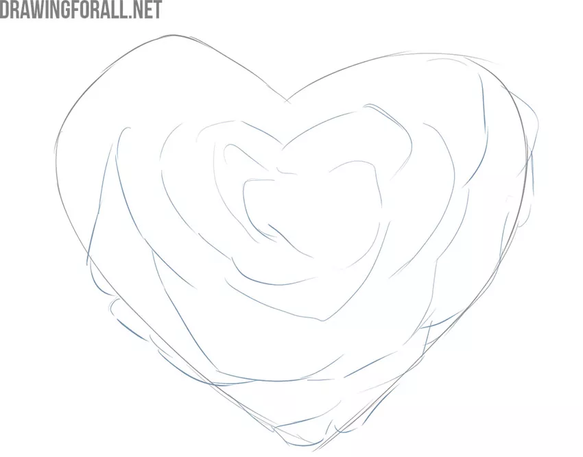 how to draw a rose heart