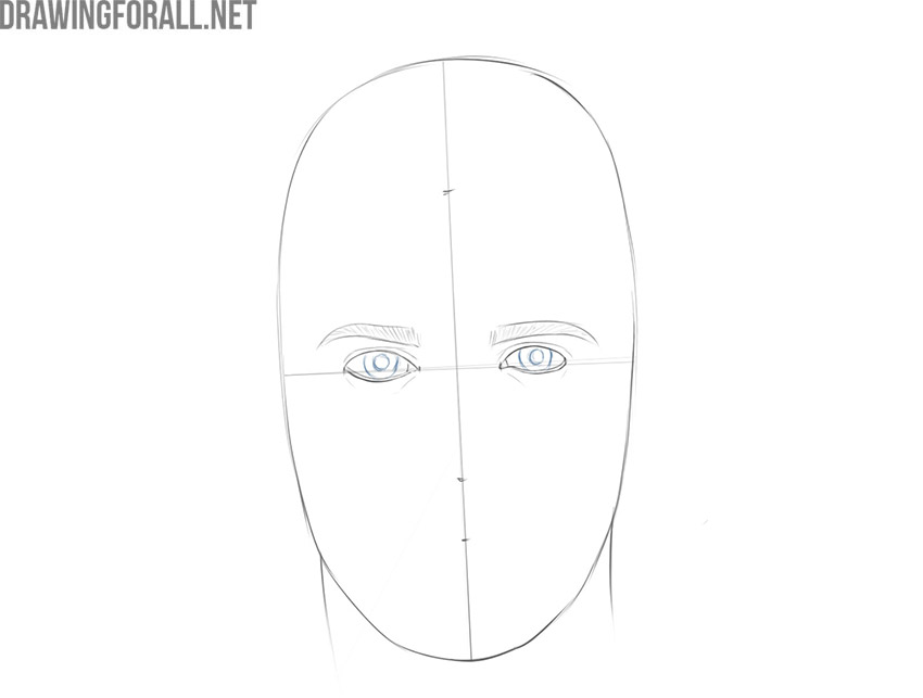 Adding irises and round pupils to the male eyes.