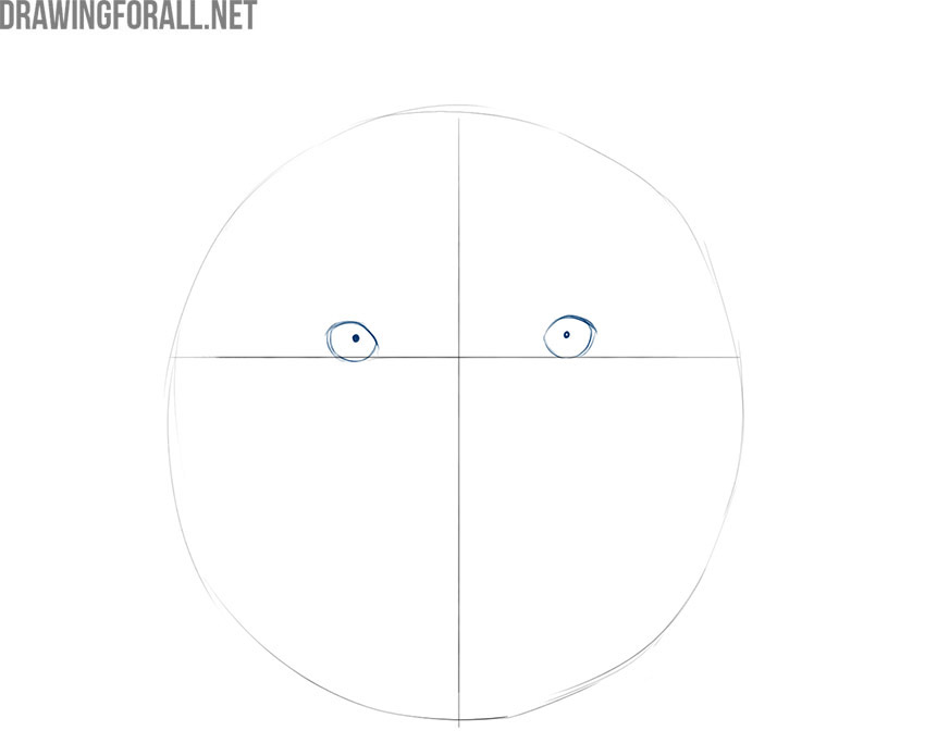 Drawing the tiger's eyes with eyelids and round pupils