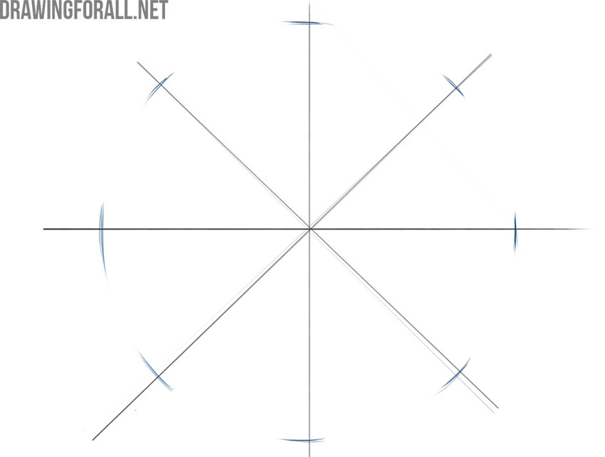 Adding evenly spaced guide marks for the yin yang symbol