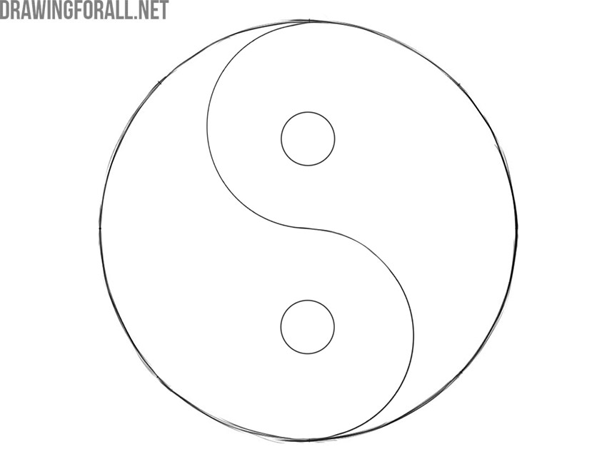 Refined yin yang symbol with clean outlines before coloring
