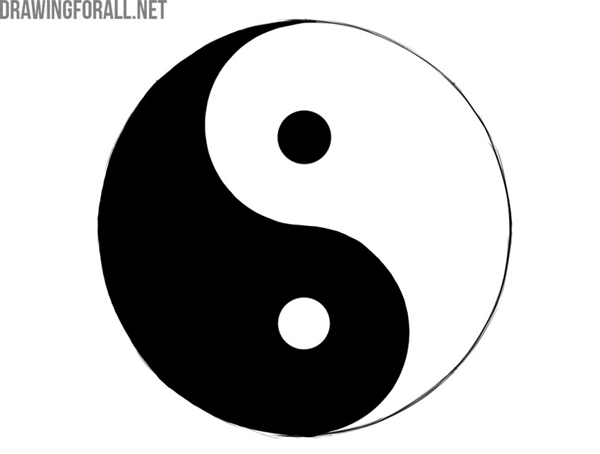 Finished yin yang symbol with smooth black and white curved sections