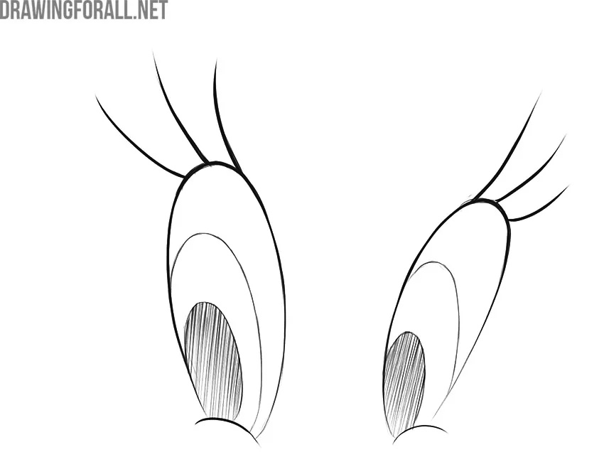 Finalize the cartoon eye outlines