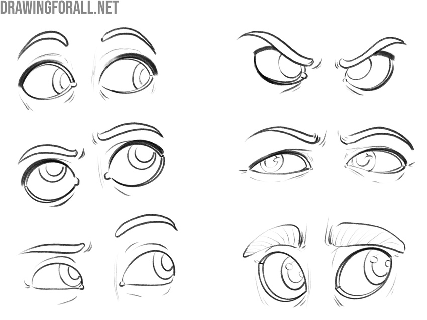 Variations of cute eyes with different expressions
