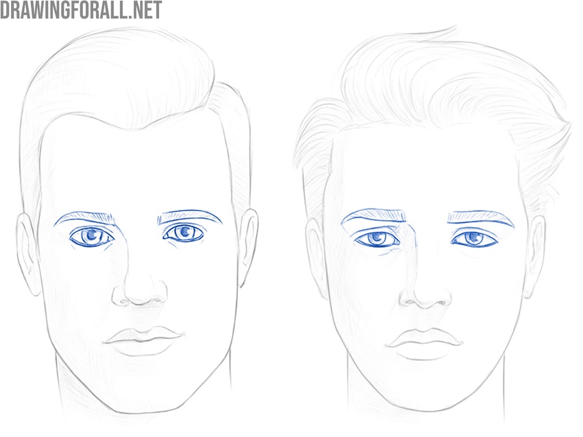 Example of male eyes draw on faces