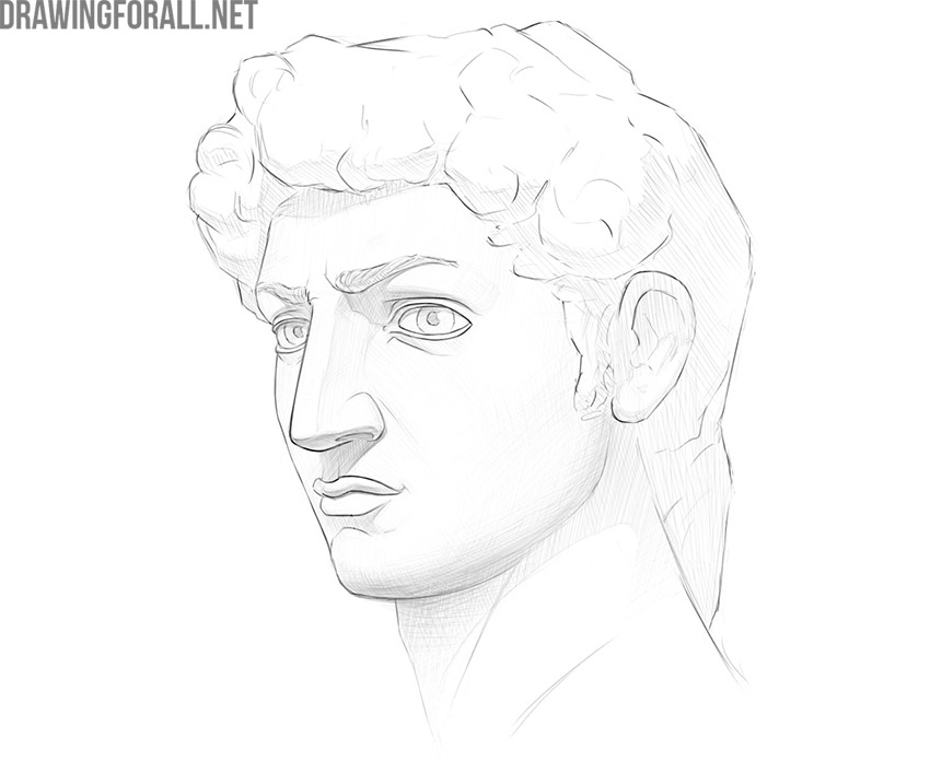 Finished portrait drawing with realistic facial features and three-dimensional shading