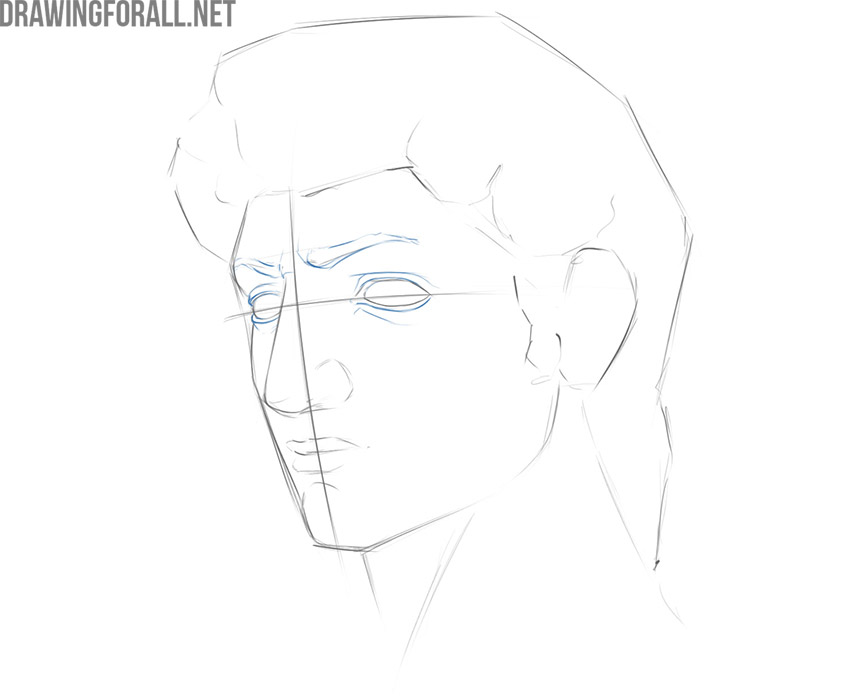 Refining the portrait’s eyes, eyebrows, and surrounding details