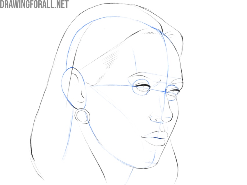 Construction of a girl face and guidelines