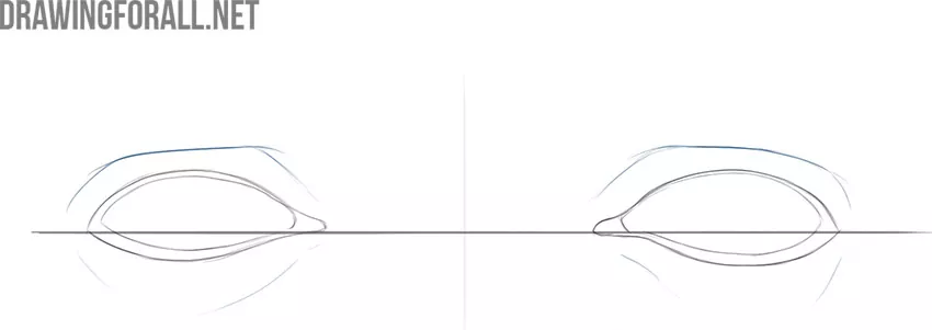 Draw the folds above and below the eyes