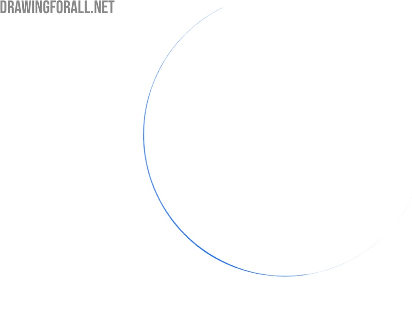Draw the front edge of the eye